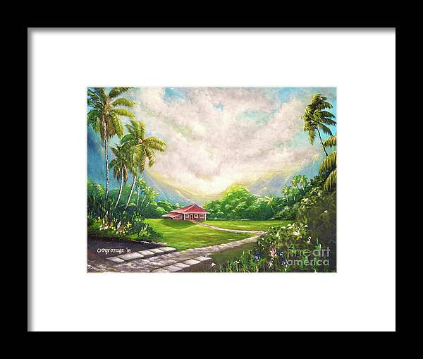 Paradise Framed Print featuring the painting House In The Valley by Larry Geyrozaga