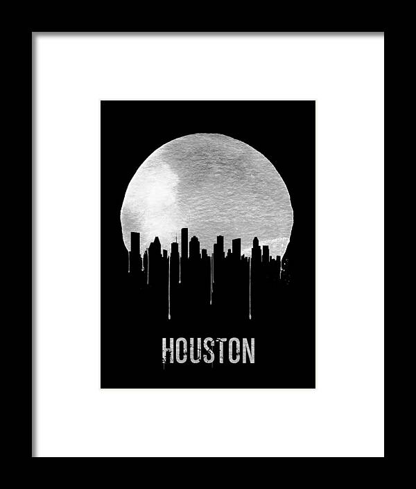 Houston Framed Print featuring the painting Houston Skyline Black by Naxart Studio