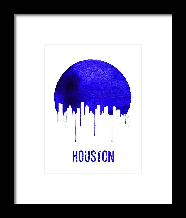 Houston Framed Print featuring the digital art Houston Skyline Blue by Naxart Studio