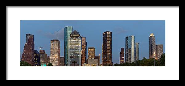 Houston Texas Framed Print featuring the photograph Houston Skyline Panorama by Jonathan Davison