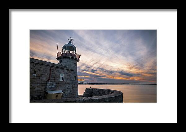 Beautiful Framed Print featuring the photograph Howth lighthouse at sunset - Dublin, Ireland - Seascape photography by Giuseppe Milo