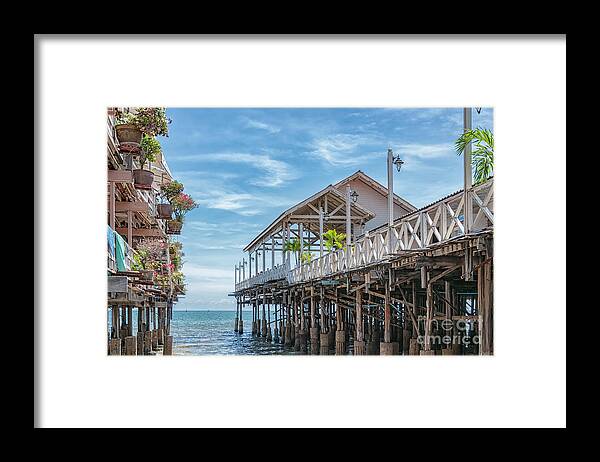 Boat Framed Print featuring the photograph Hua Hin Beach Encroaching Restaurant Pier by Antony McAulay