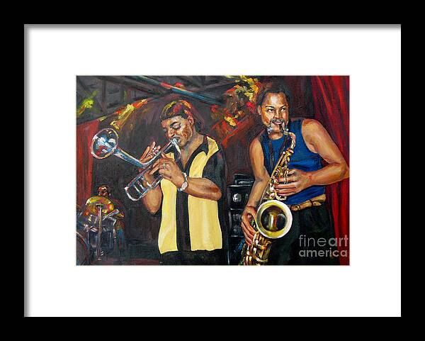 Musician Framed Print featuring the painting Hud N Lew/ The DaddyO Brothers by Beverly Boulet