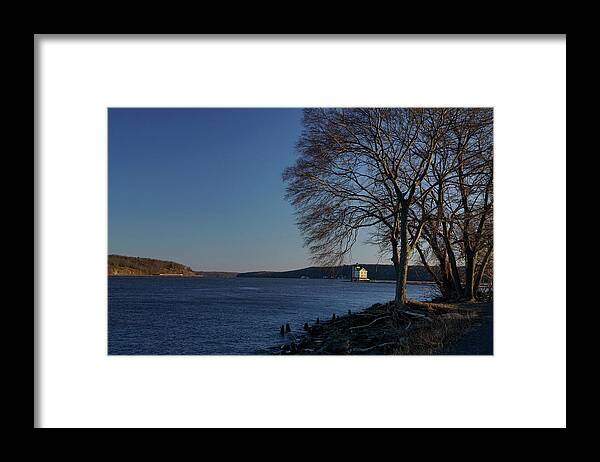 Hudson River Framed Print featuring the photograph Hudson River with Lighthouse by Nancy De Flon
