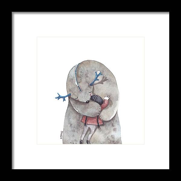 Art Framed Print featuring the painting Hug me by Soosh 