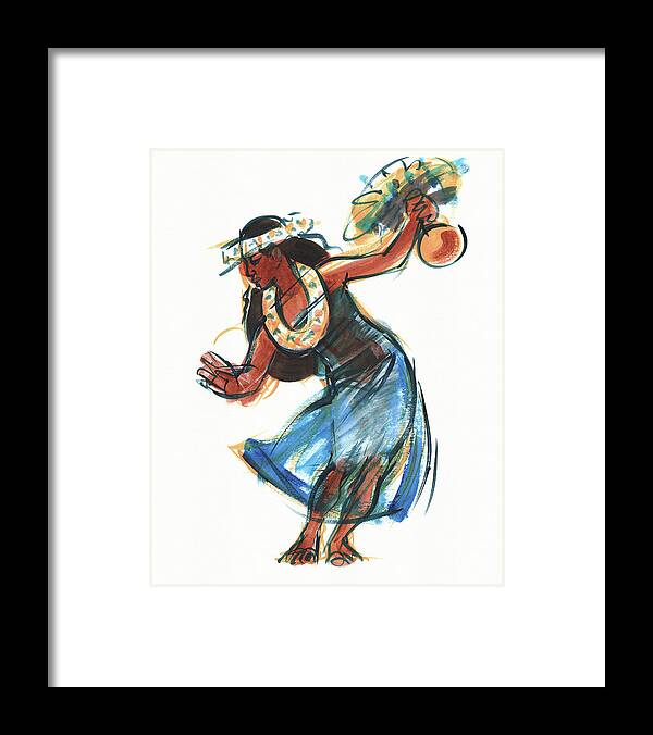 Dancer Framed Print featuring the painting Hula Dancer with Uli by Judith Kunzle