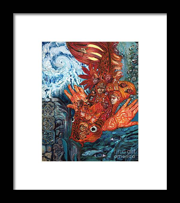 Fish Framed Print featuring the painting Humanity Fish by Emily McLaughlin