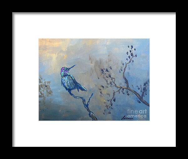 Humming Bird Framed Print featuring the painting Humming Bird by Laurianna Taylor