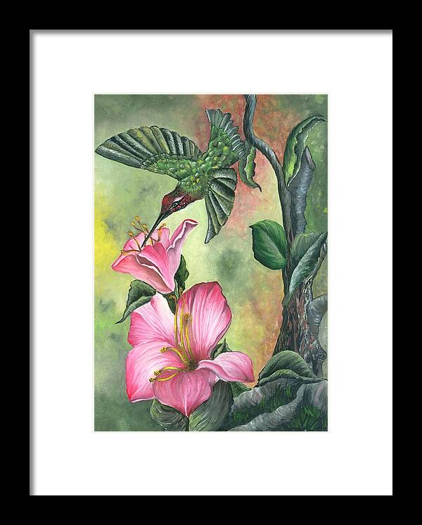 Hummingbird Framed Print featuring the painting Hummingbird by Tara Krishna