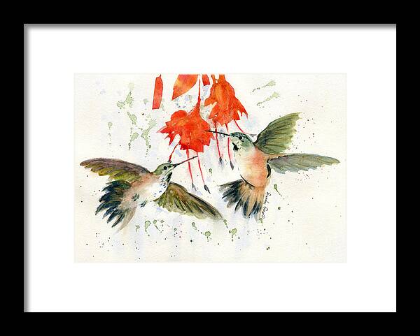 Hummingbird Framed Print featuring the painting Hummingbird Watercolor by Melly Terpening