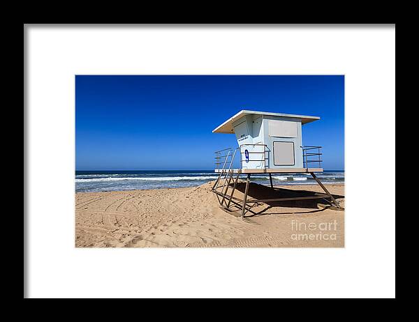 America Framed Print featuring the photograph Huntington Beach Lifeguard Tower Photo by Paul Velgos