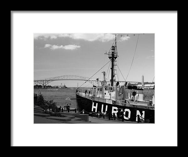Huron Framed Print featuring the photograph Huron Light and Bridge by Mary Bedy