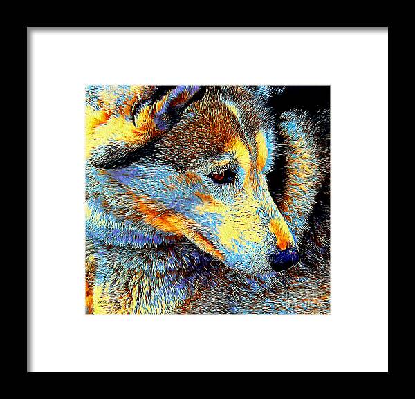 Dogs Framed Print featuring the digital art Husky Up Close by DB Hayes