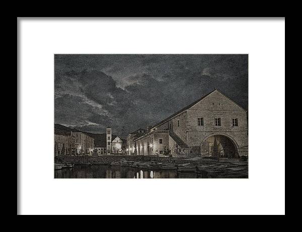 Hvar Framed Print featuring the photograph Hvar Town Croatia - Black and White by Stuart Litoff