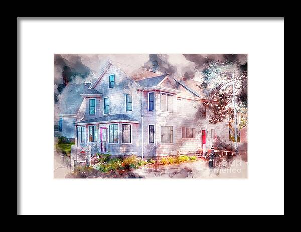 Watercolour Framed Print featuring the photograph Hyannis New England Style by Jack Torcello