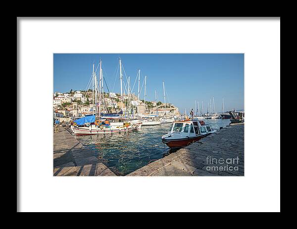 Aegis Framed Print featuring the photograph Hydra habour by Hannes Cmarits