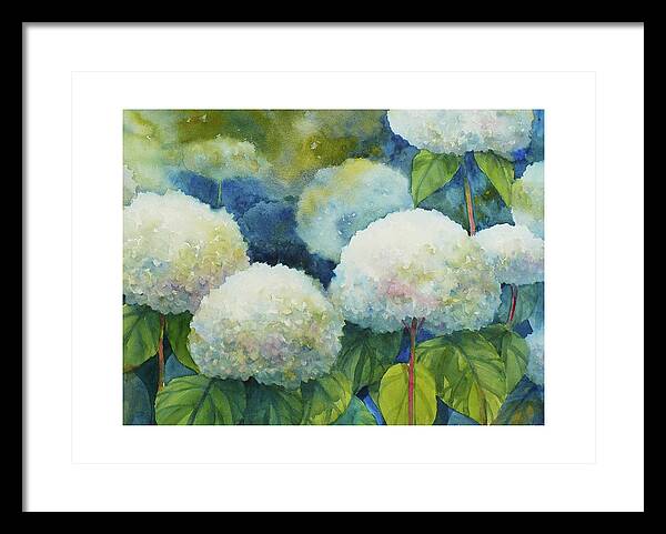  Framed Print featuring the painting Hydrangeas by Janet Zeh