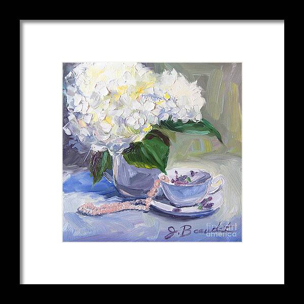 Art Print Framed Print featuring the painting Hydrangeas with Pearls by Jennifer Beaudet