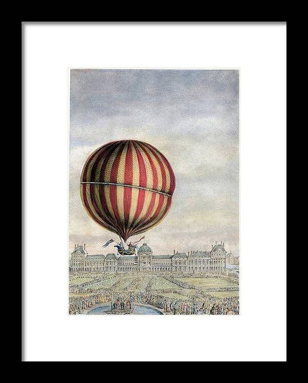 1783 Framed Print featuring the photograph Hydrogen Balloon, 1783 by Granger