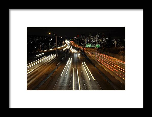 Night Framed Print featuring the photograph I-5 at Night by Pelo Blanco Photo