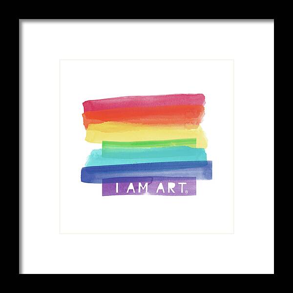 Rainbow Framed Print featuring the painting I AM ART Rainbow Stripe- Art by Linda Woods by Linda Woods