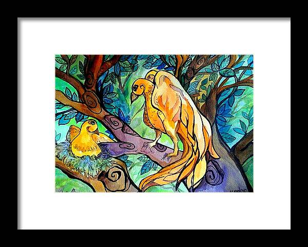 Birds Framed Print featuring the mixed media I am here for you by Claudia Cole Meek