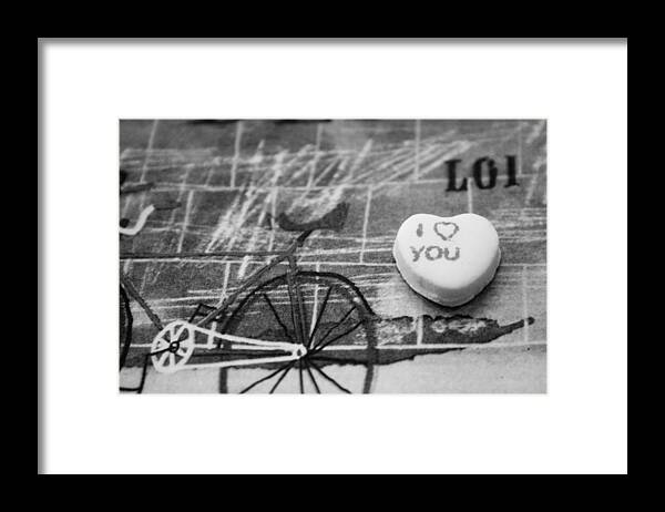 Candy Heart Framed Print featuring the photograph I Heart You by Toni Hopper