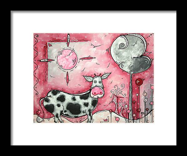 Art Framed Print featuring the painting I LOVE MOO Original MADART Painting by Megan Duncanson