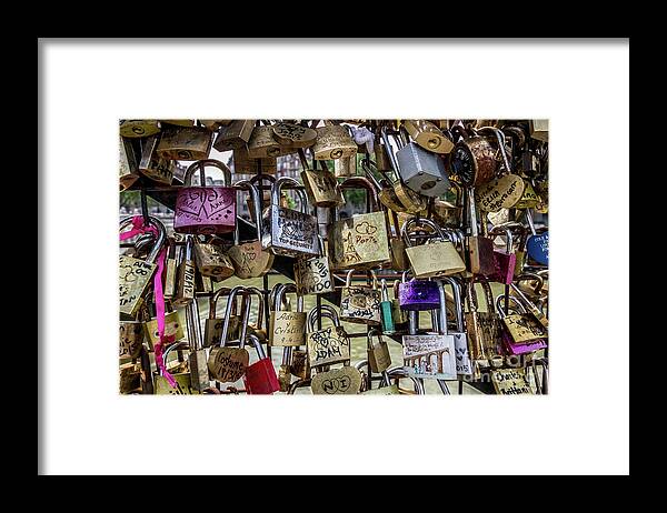 Liesl Walsh Framed Print featuring the photograph I Love Paris Love Locks by Liesl Walsh