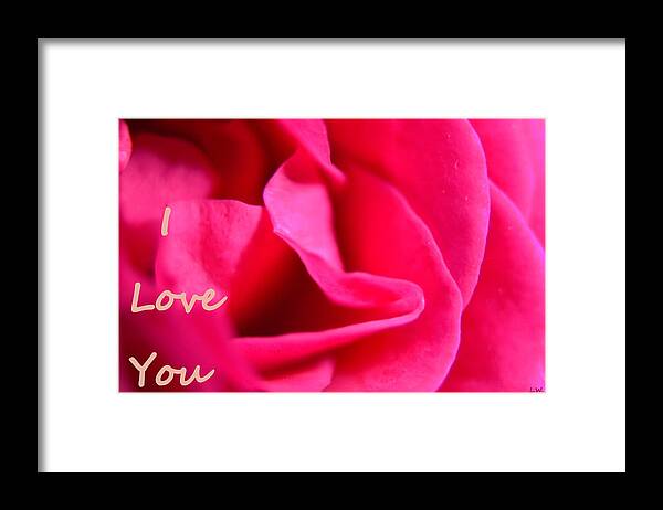 Red Framed Print featuring the photograph I Love You by Lisa Wooten