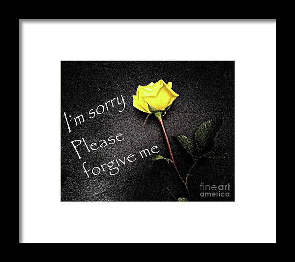 Sorry Framed Print featuring the mixed media I' m S o r r y by Rita Brown