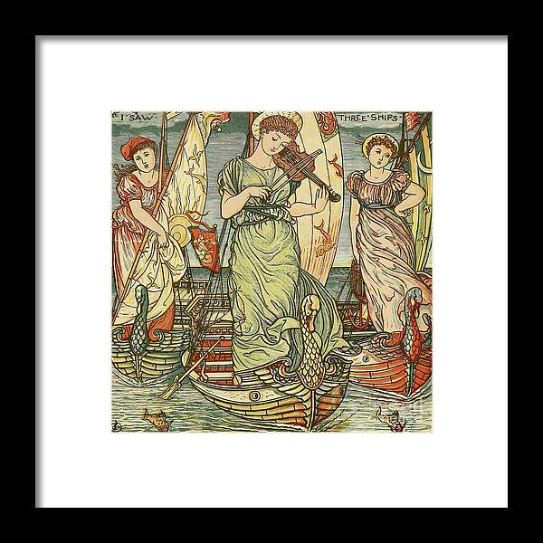 Crane Framed Print featuring the painting I Saw Three Ships by Walter Crane