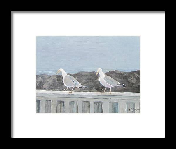 Seagulls Framed Print featuring the painting I Say No by Paula Pagliughi