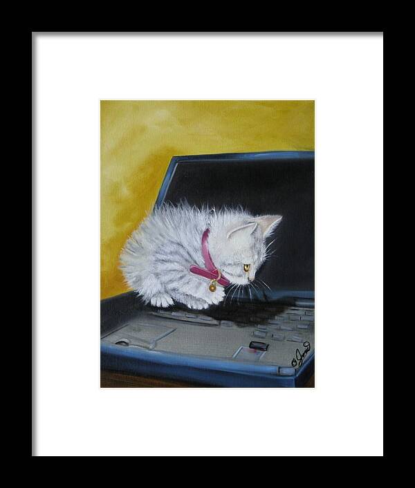 Pet Framed Print featuring the painting I See a Mouse by Joni McPherson