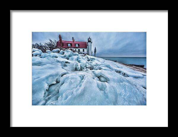 Point Betsie Lighsthouse Framed Print featuring the photograph Ice Cold by Joe Holley