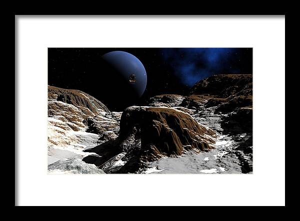 Neptune Framed Print featuring the digital art Ice moon by David Robinson