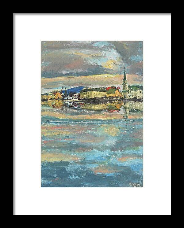Oil Framed Print featuring the painting Icelandic 9 - Serene by HweeYen Ong