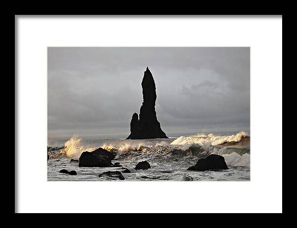 Beach Framed Print featuring the photograph Icelandic Monolith by Matt Cegelis