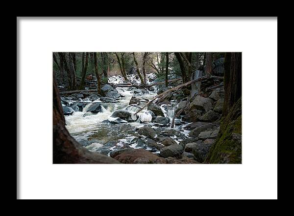 California Framed Print featuring the photograph Icy River Below Bridalveil Yosemite California by Adam Rainoff