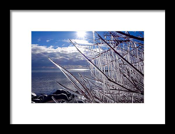 Red Osier Framed Print featuring the photograph Icy Superior View by Sandra Updyke