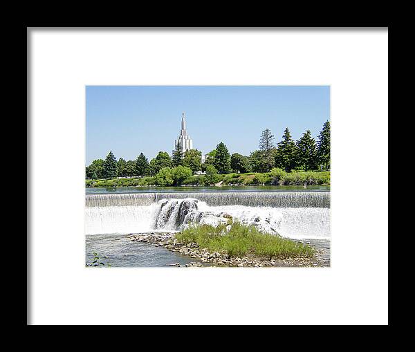 Blue Framed Print featuring the photograph Idaho Falls Temple by K Bradley Washburn