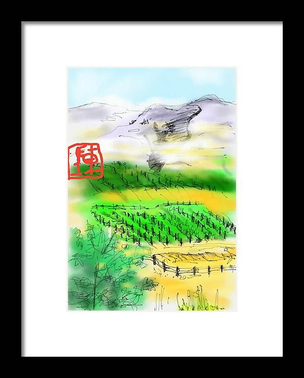 Idaho. Landscape. Vineyard Framed Print featuring the digital art IDAHO vineyard by Debbi Saccomanno Chan