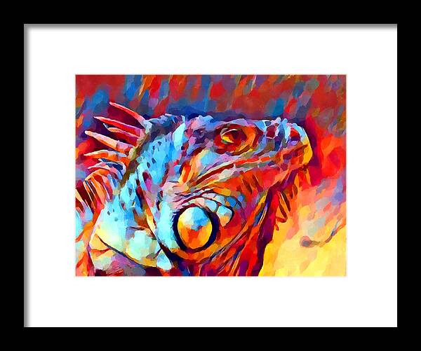 Iguana Watercolor Framed Print featuring the painting Iguana Watercolor by Chris Butler