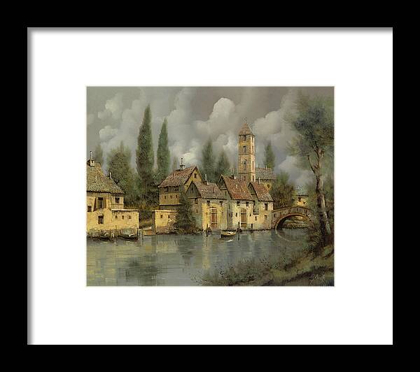 River Framed Print featuring the painting Il Borgo Sul Fiume by Guido Borelli