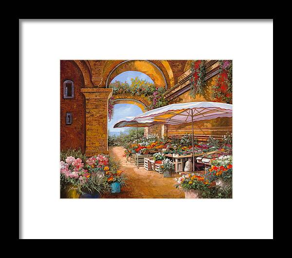 Market Framed Print featuring the painting Il Mercato Sotto Le Arcate by Guido Borelli
