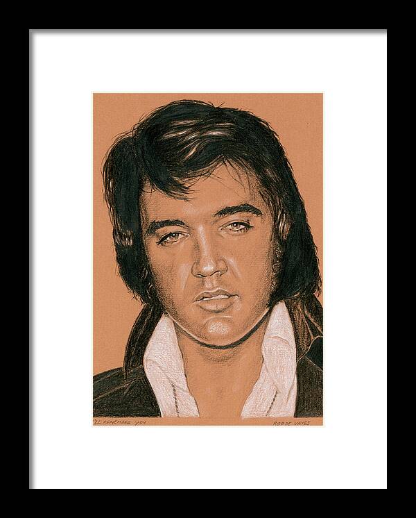 Elvis Framed Print featuring the drawing I'll remember you by Rob De Vries
