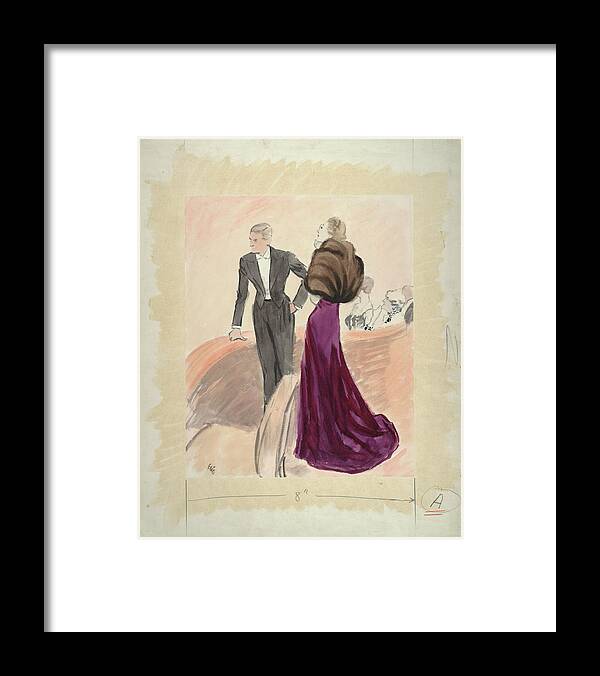 Fashion Framed Print featuring the digital art Illustration Of A Woman And Man Dressed by Carl Oscar August Erickson
