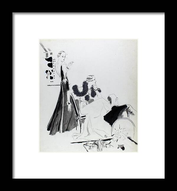Fashion Framed Print featuring the digital art Illustration Of Women Wearing Evening Dresses by Jean Pages