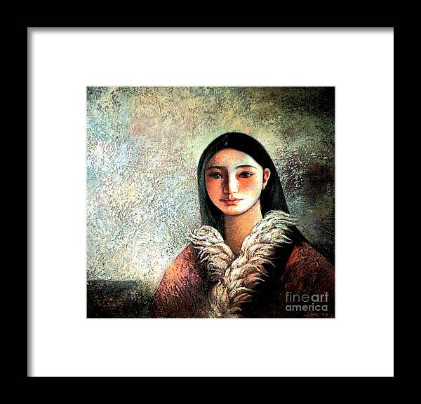 Portrait Framed Print featuring the painting Image of Tibet II by Shijun Munns