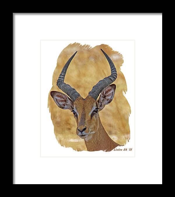 African Impala Framed Print featuring the digital art Impala by Larry Linton